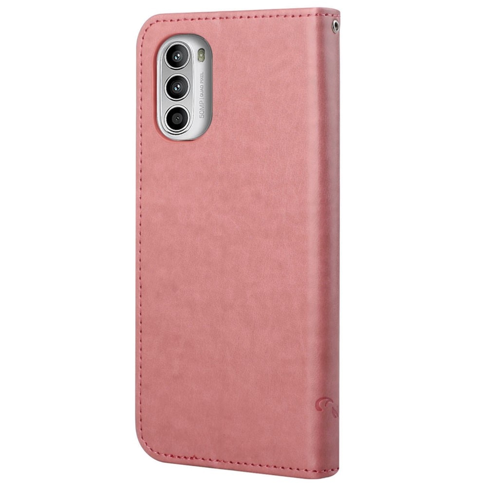 Motorola Moto G52 Leren vlinderhoesje Roze