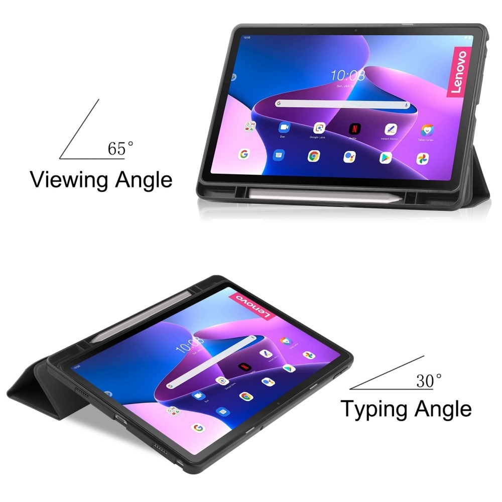  Lenovo Tab M10 Plus (3rd gen) Tri-fold met Penhouder Zwart