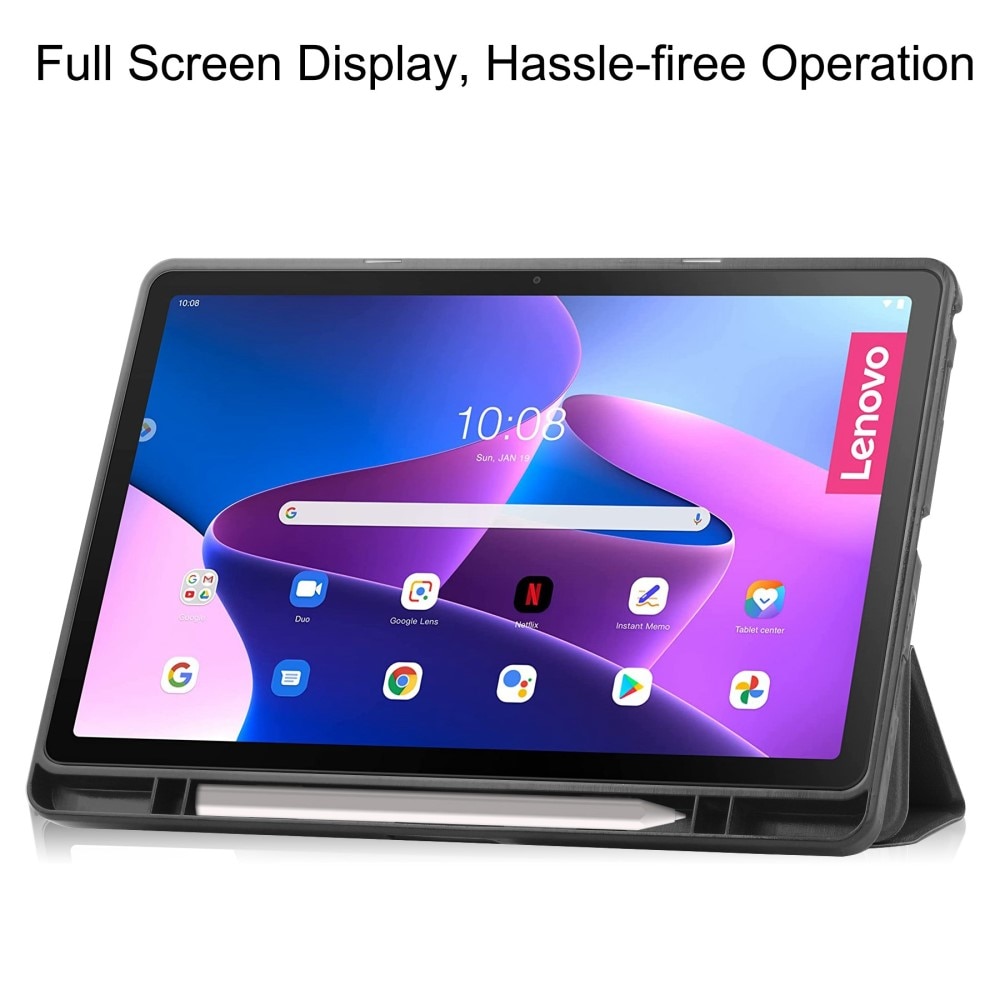  Lenovo Tab M10 Plus (3rd gen) Tri-fold met Penhouder Zwart