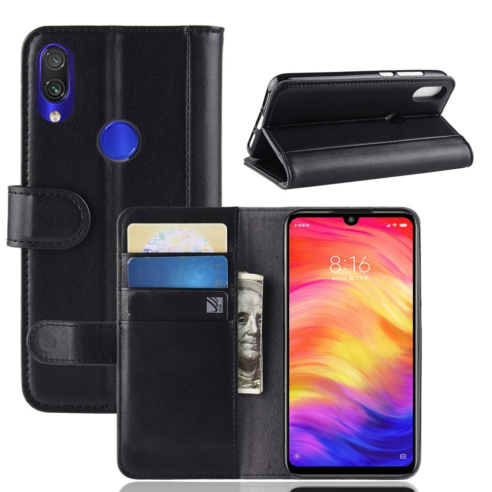 Xiaomi Redmi Note 7 Echt lederen hoesje zwart