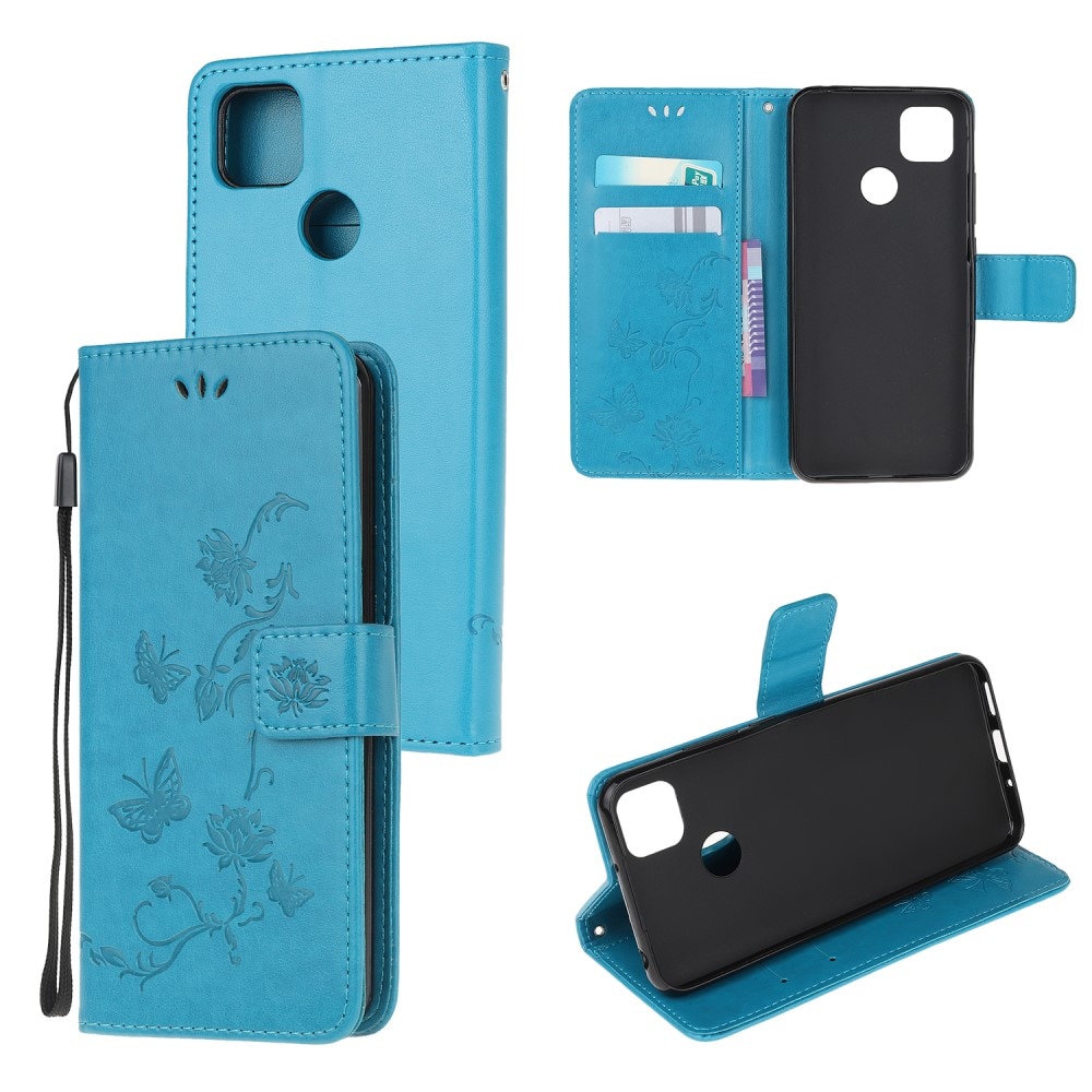 Xiaomi Redmi 9C Leren vlinderhoesje Blauw