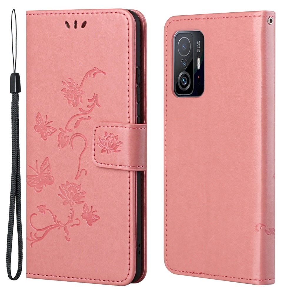 Xiaomi 11T/11T Pro Leren vlinderhoesje Roze