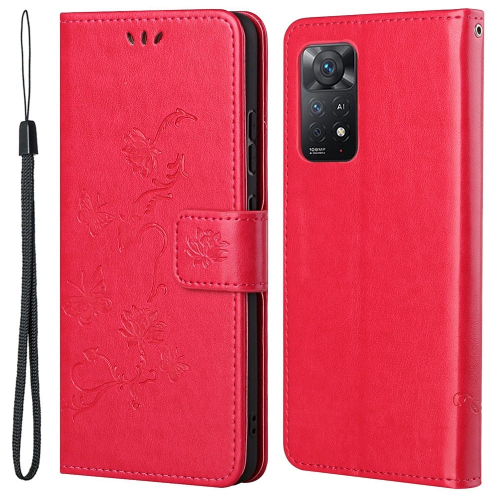 Xiaomi Redmi Note 11 Pro Leren vlinderhoesje Rood