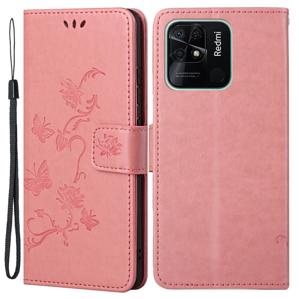 Xiaomi Redmi 10C Leren vlinderhoesje Roze