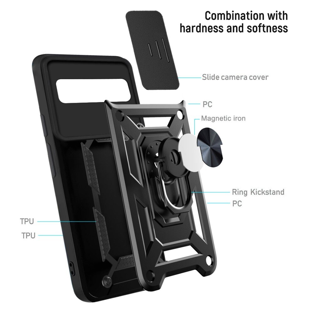 Google Pixel 6 Hybridcase Ring+Camera Protector Zwart