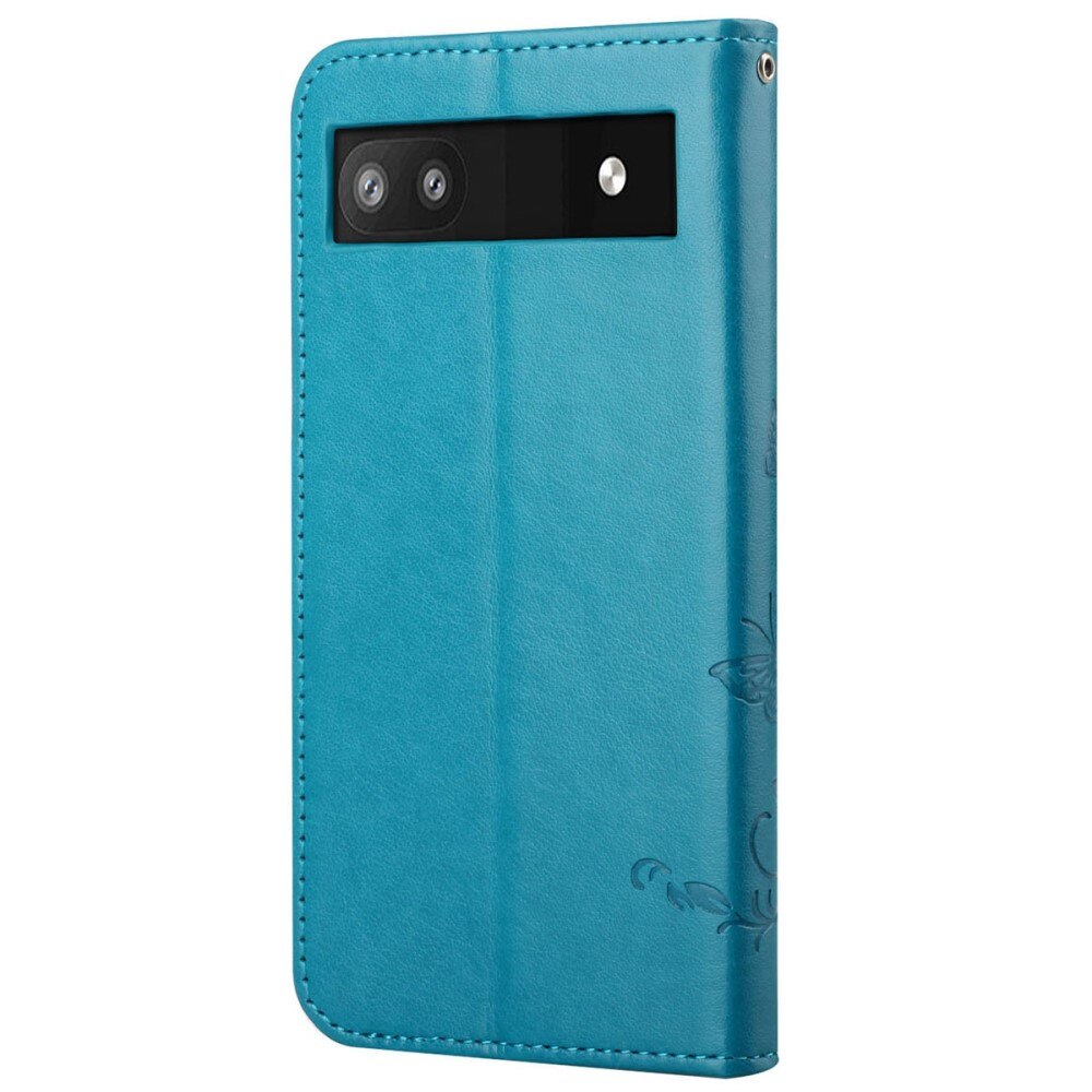 Google Pixel 6a Leren vlinderhoesje Blauw