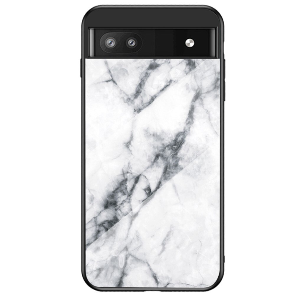 Google Pixel 6a Hoesje Gehard Glas wit marmer