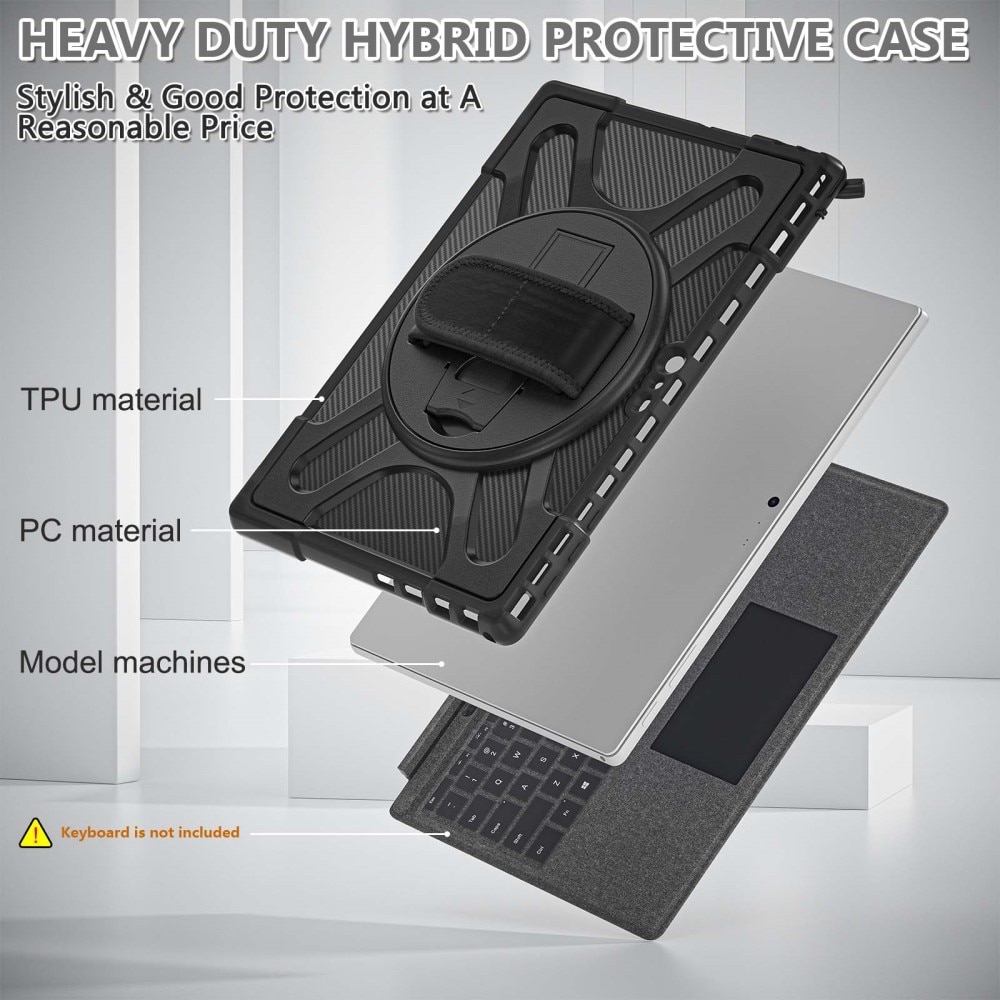 Microsoft Surface Pro 4/5/6/7/7 Plus Schokbestendige Hybridcase Zwart