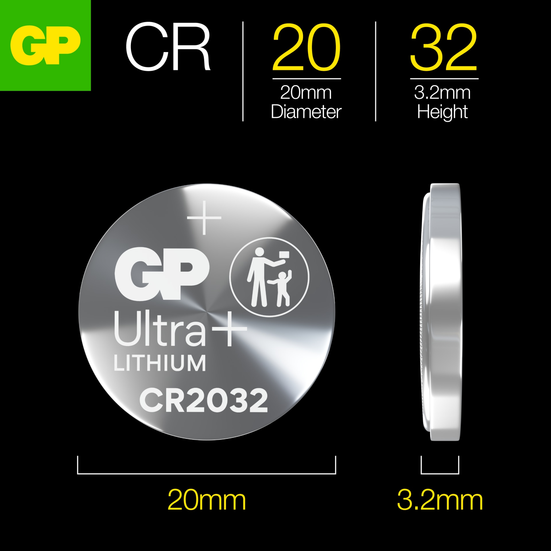 Batterij Knoopcel Lithium CR2032 (4-pack)