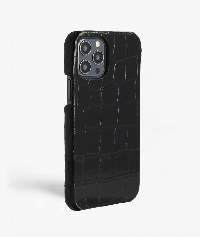 Hoesje iPhone 12/iPhone 12 Pro Croco Zwart