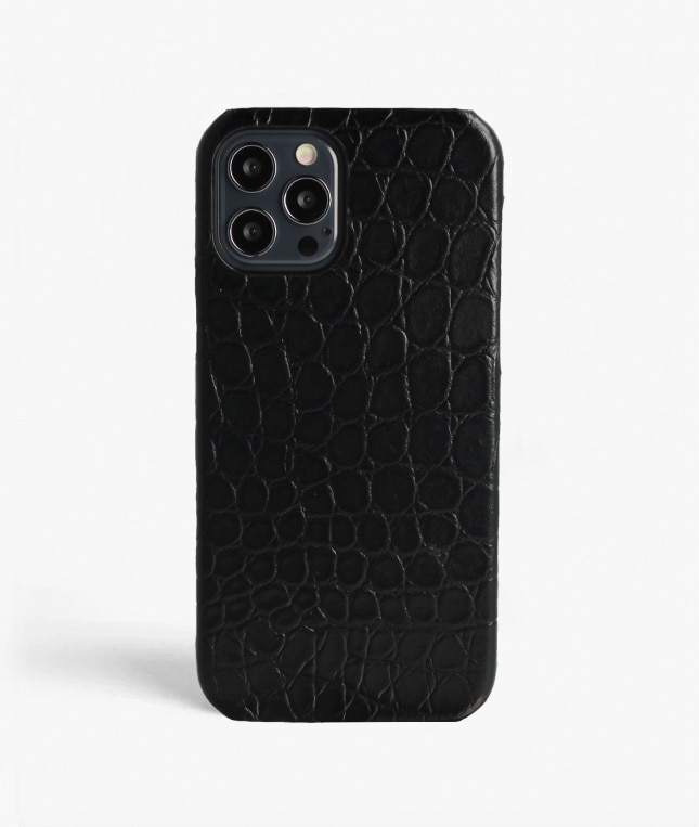 Hoesje iPhone 12/iPhone 12 Pro Small Croco Zwart