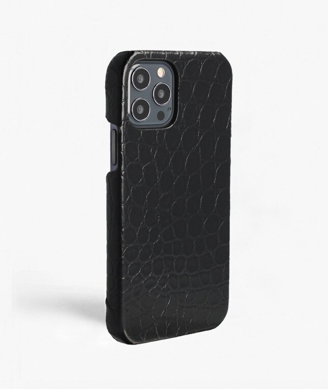 Hoesje iPhone 12/iPhone 12 Pro Small Croco Zwart