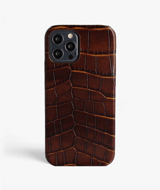 Hoesje iPhone 12/iPhone 12 Pro Croco Bruin