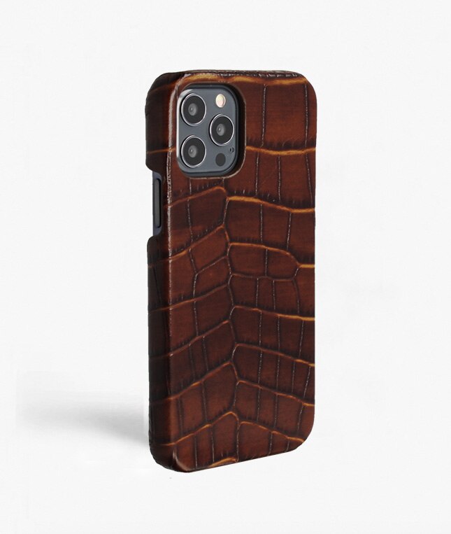 Hoesje iPhone 12/iPhone 12 Pro Croco Bruin