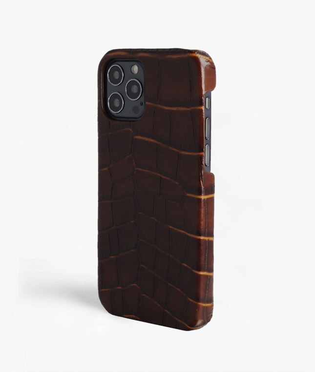 Hoesje iPhone 12/iPhone 12 Pro Croco Bruin