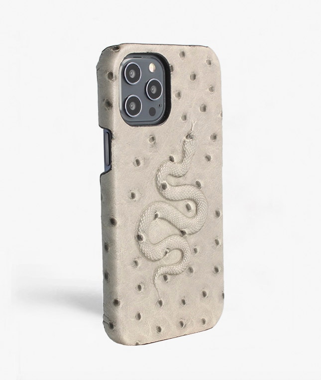 Hoesje iPhone 12 Pro Max Snake Ostrich Grey