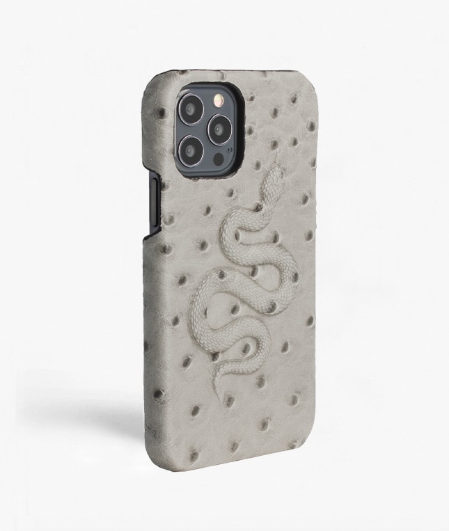 Hoesje iPhone 12/iPhone 12 Pro Snake Ostrich Grey