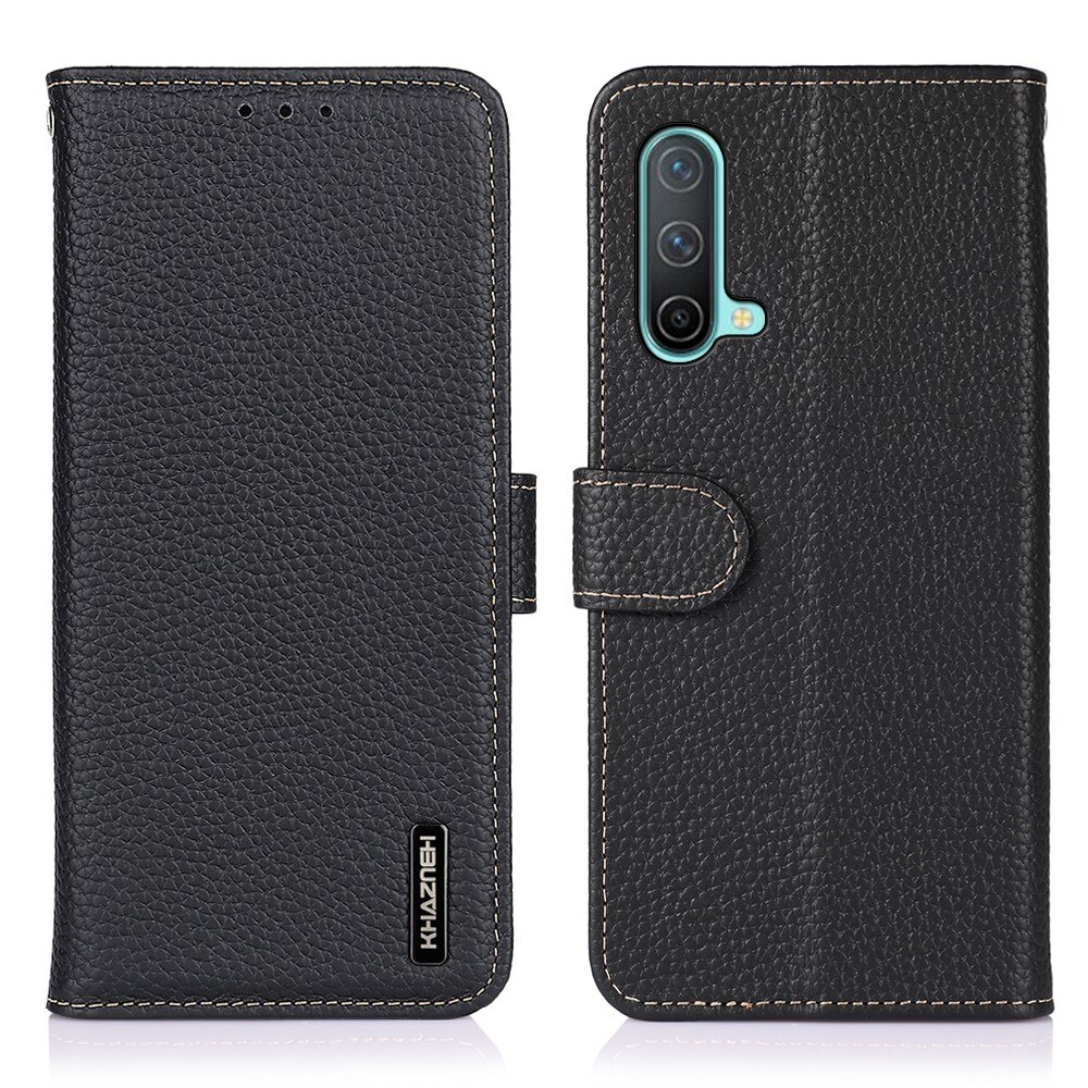 Real Leather Wallet OnePlus Nord CE 5G Zwart