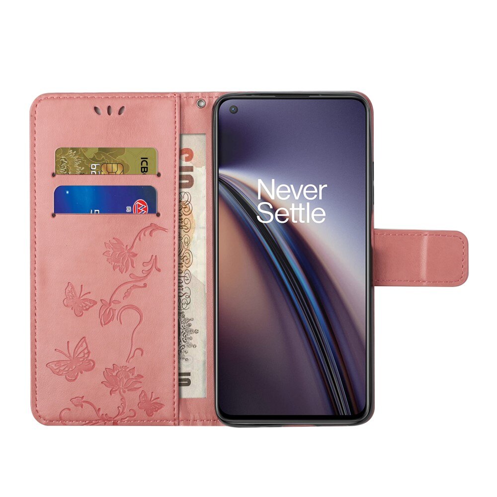  OnePlus Nord CE 5G Leren vlinderhoesje Roze
