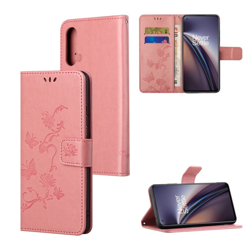  OnePlus Nord CE 5G Leren vlinderhoesje Roze