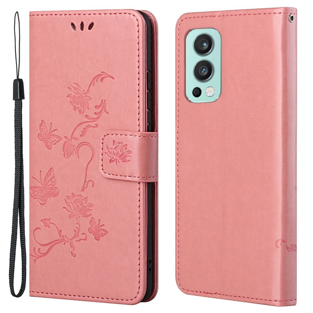 OnePlus Nord 2 5G Leren vlinderhoesje Roze