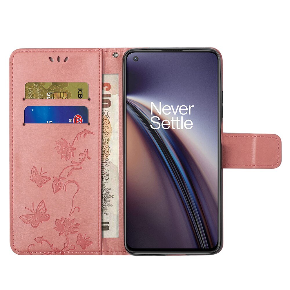 OnePlus Nord 2 5G Leren vlinderhoesje Roze