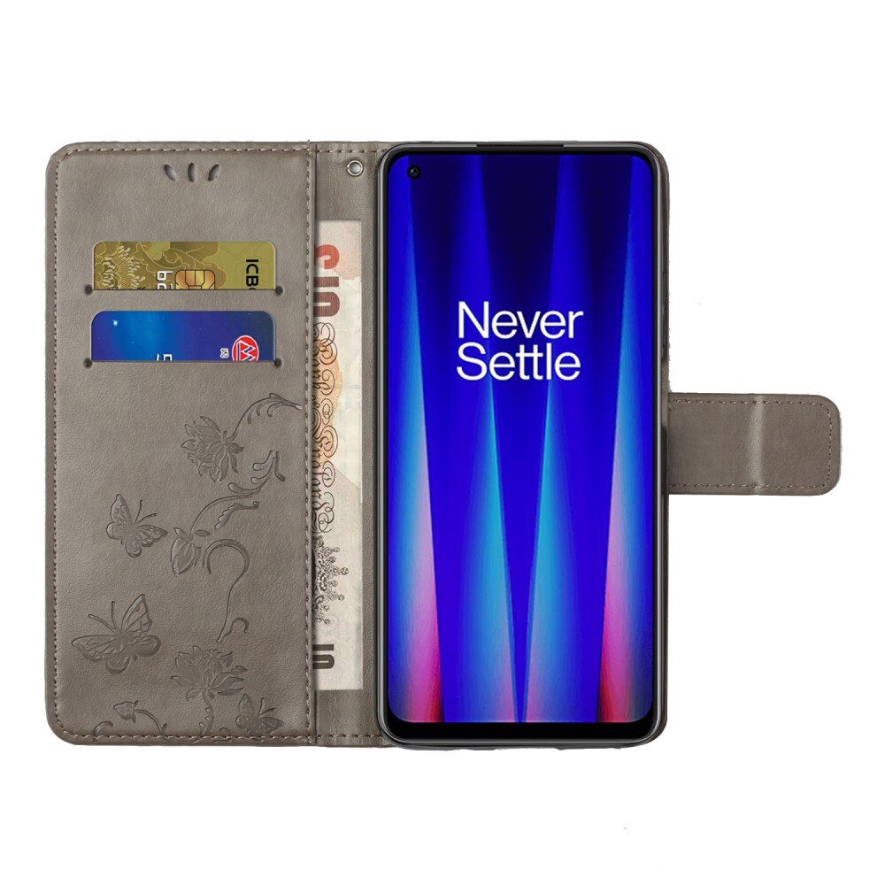  OnePlus Nord CE 5G Leren vlinderhoesje Grijs