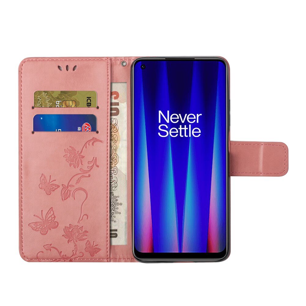  OnePlus Nord CE 5G Leren vlinderhoesje Roze