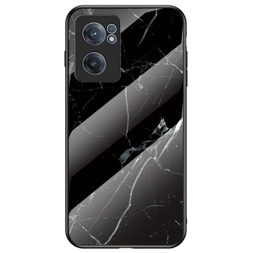OnePlus Nord CE 2 5G Hoesje Gehard Glas Zwart marmer