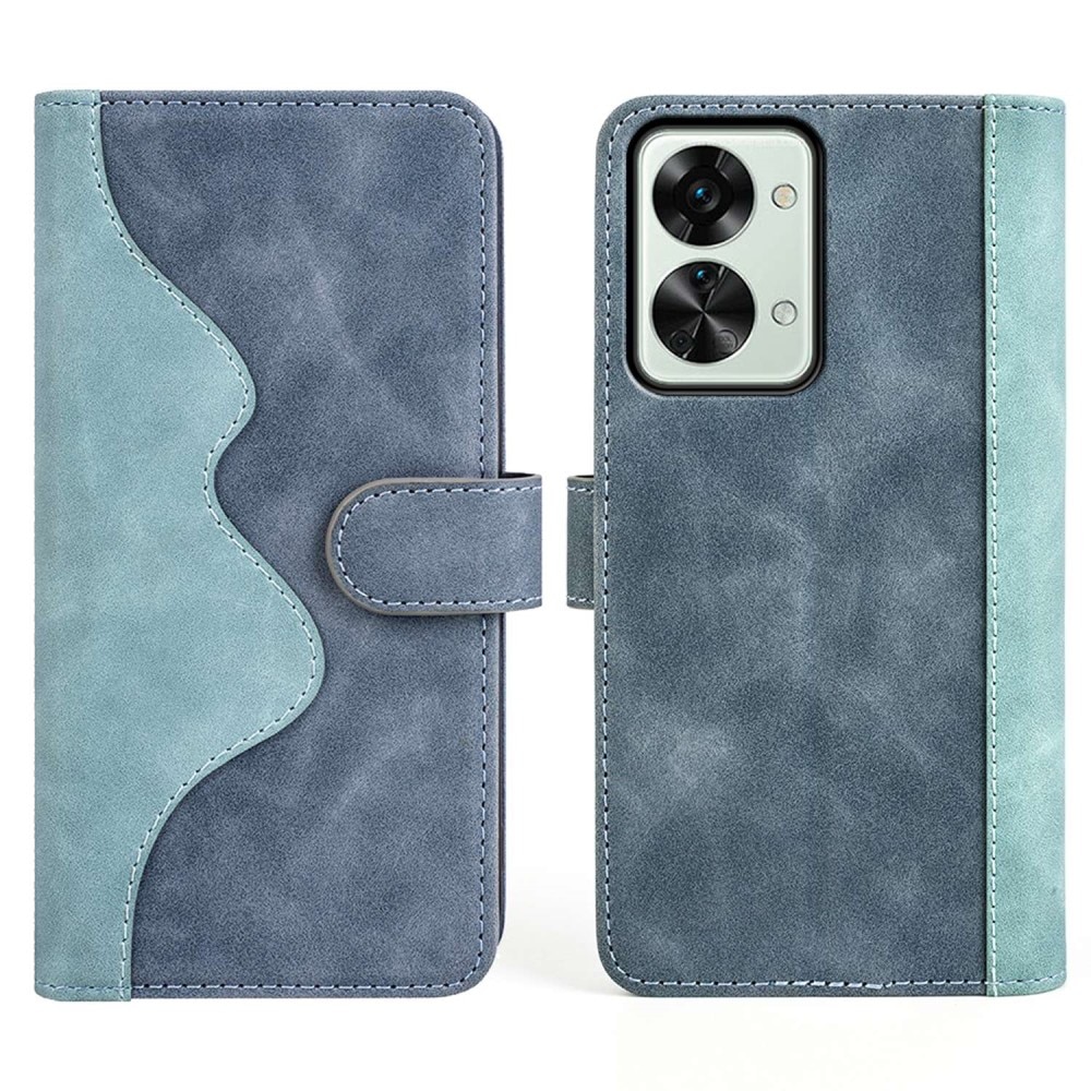 OnePlus Nord 2T 5G Color Splicing Book Cover Blauw