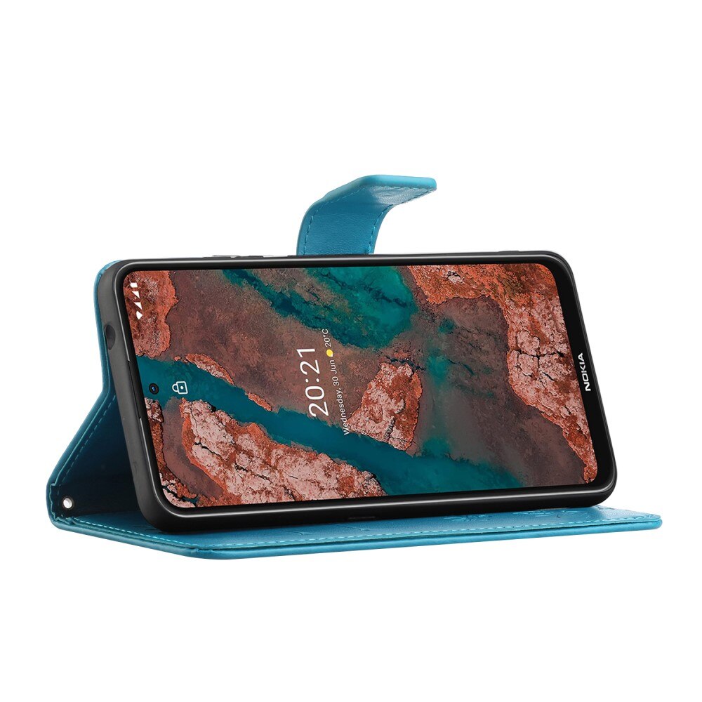 Nokia X20/X10 Leren vlinderhoesje Blauw