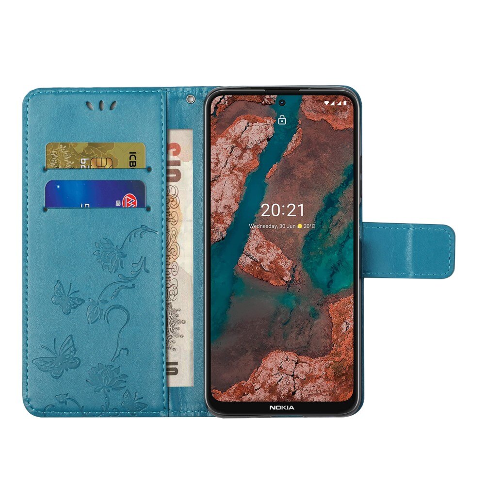 Nokia X20/X10 Leren vlinderhoesje Blauw