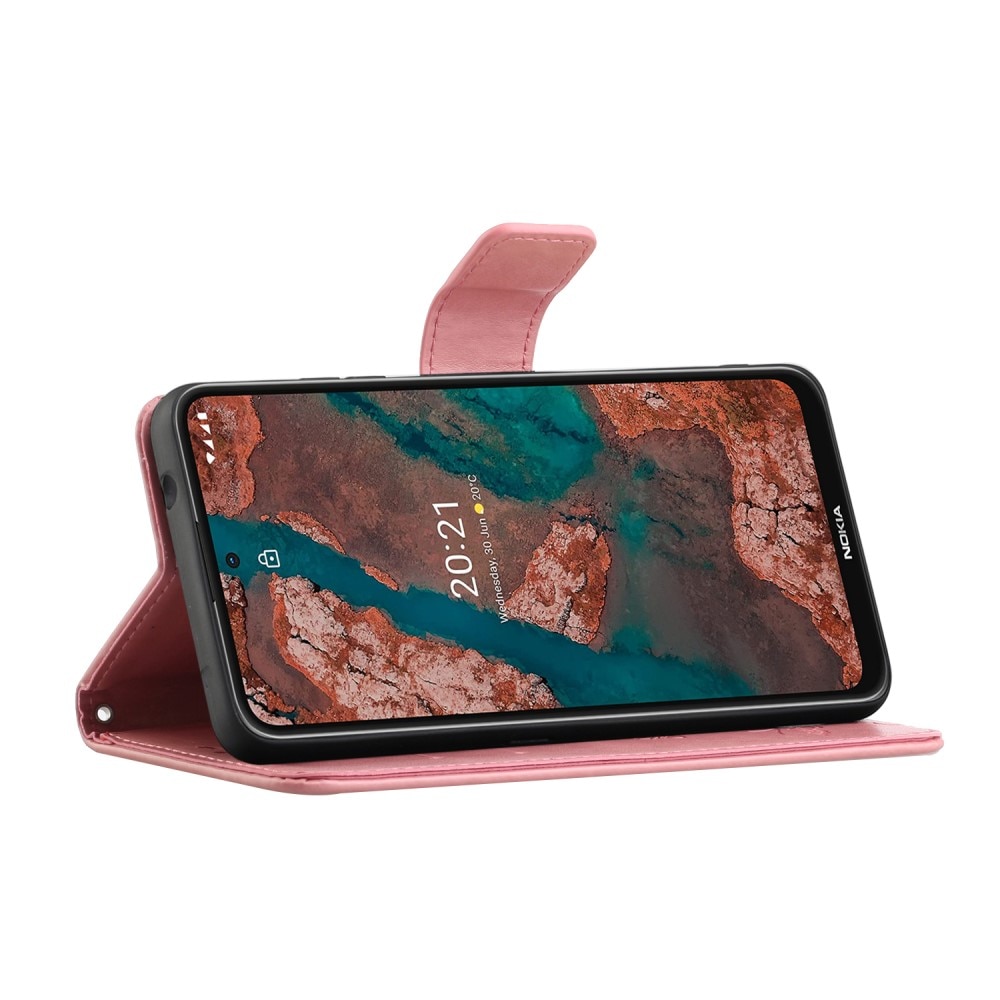 Nokia X10/X20 Leren vlinderhoesje Roze