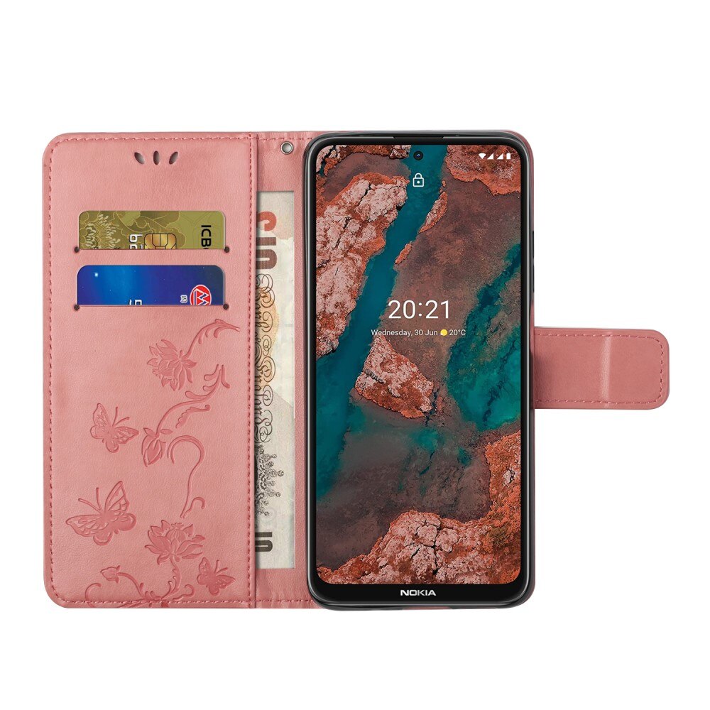 Nokia X20/X10 Leren vlinderhoesje Roze