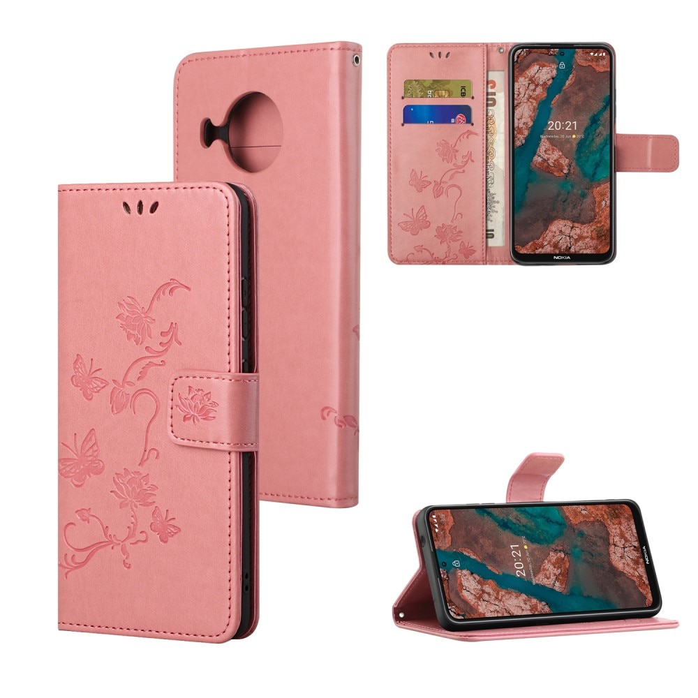 Nokia X10/X20 Leren vlinderhoesje Roze