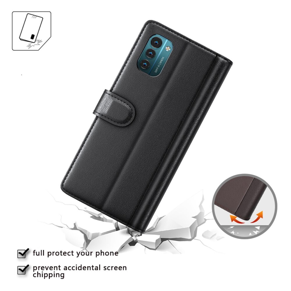  Nokia G11/Nokia G21 Echt lederen hoesje Zwart