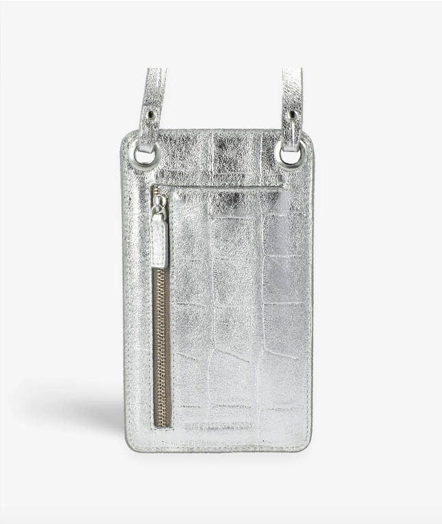 Smart Crossbody Tas Croco Zilver