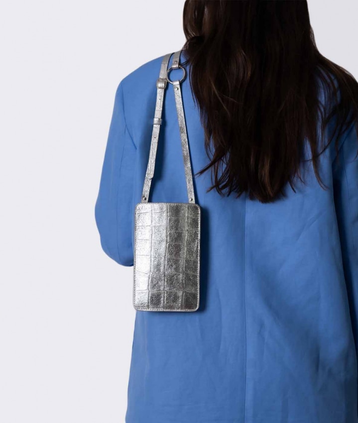 Smart Crossbody Tas Croco Zilver