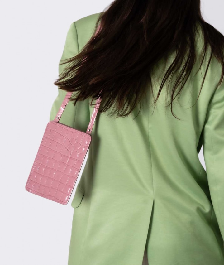 Smart Crossbody Tas Croco Roze