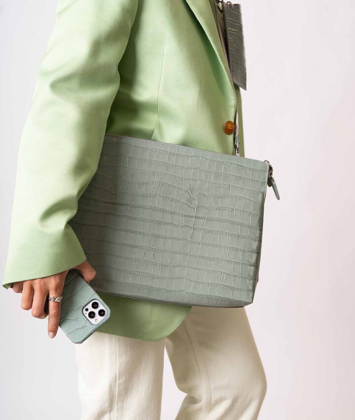 Laptoptas 15" Croco Pastell Teal