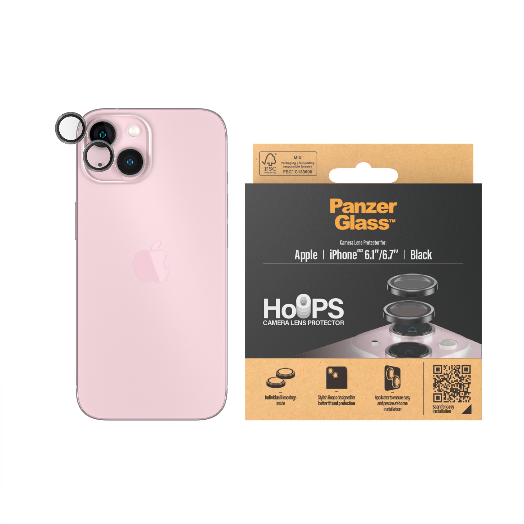 iPhone 15 Hoops Camera Lens Protector, Black