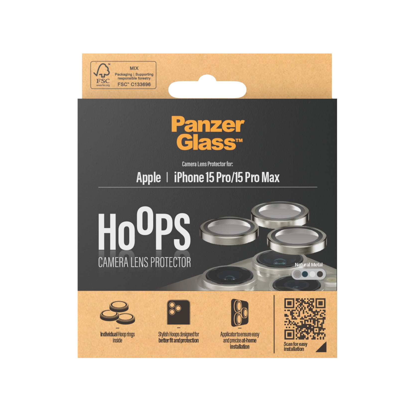 iPhone 15 Pro Hoops Camera Lens Protector Natural Metal