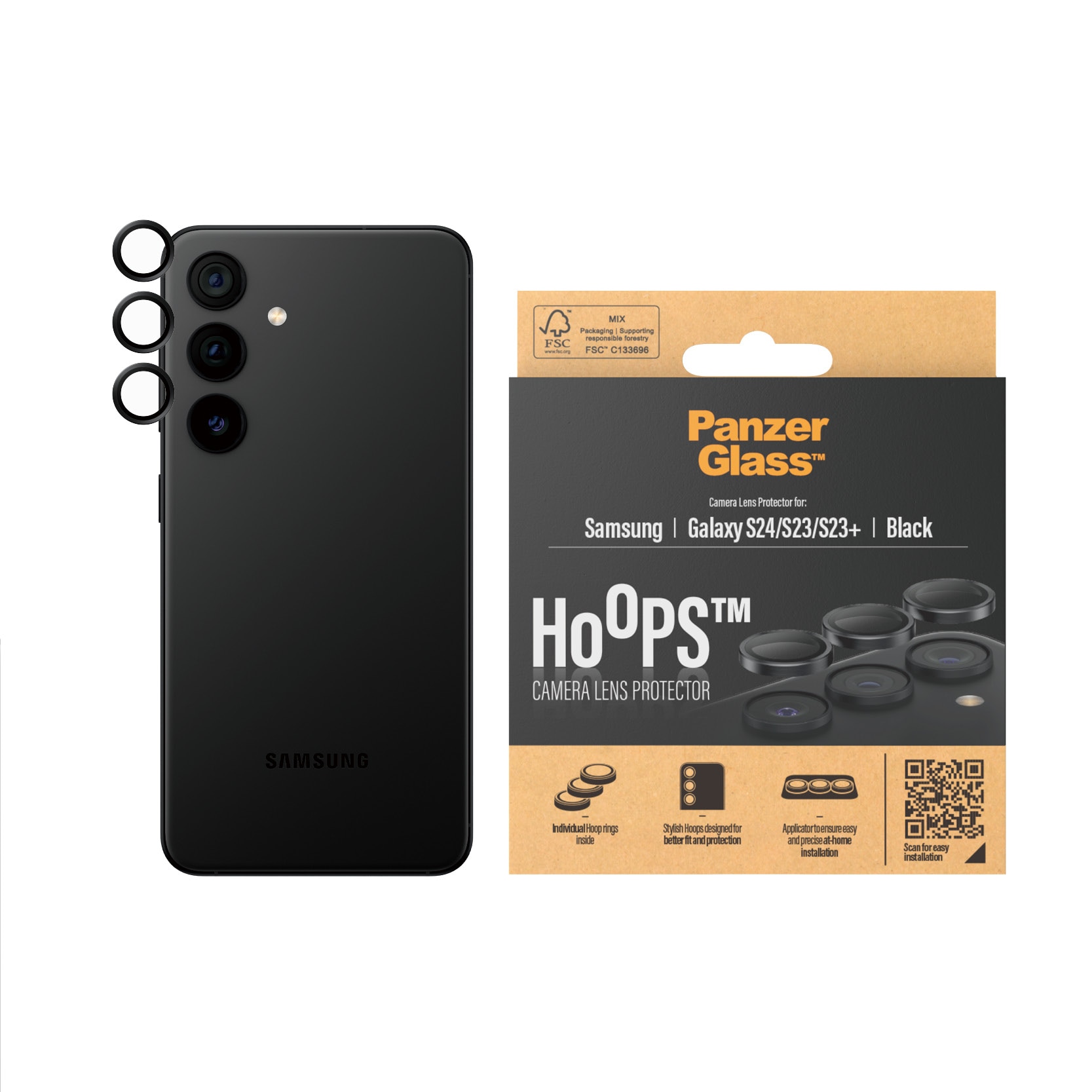 Samsung Galaxy S23 Plus Hoops Camera Lens Protector Black