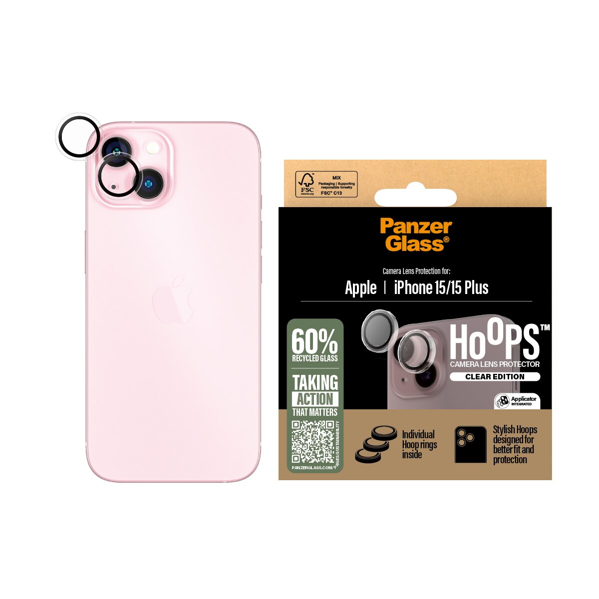 iPhone 15 Hoops Camera Lens Protector Transparant