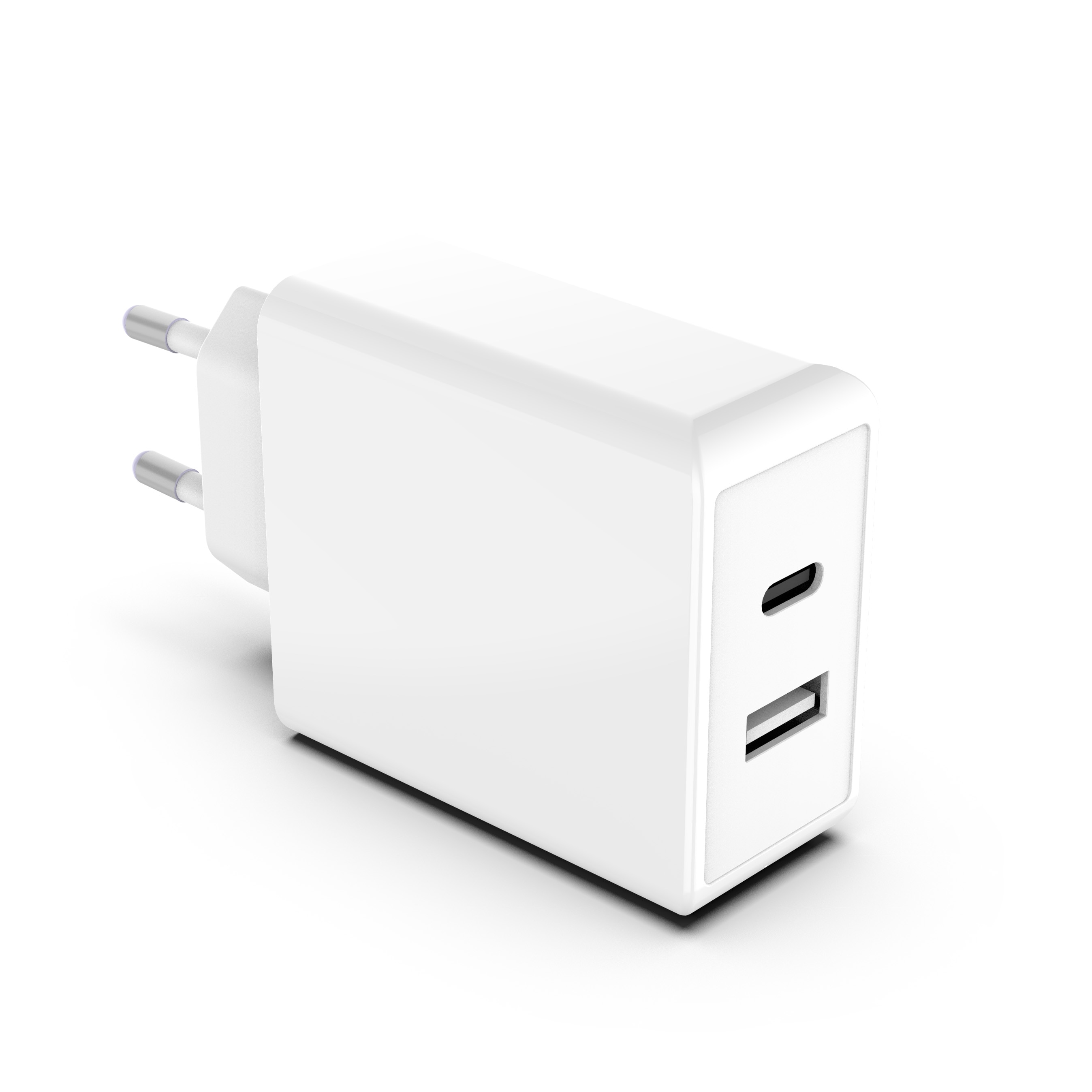 Power Delivery Laddare 65W Dual USB-C+A Wit