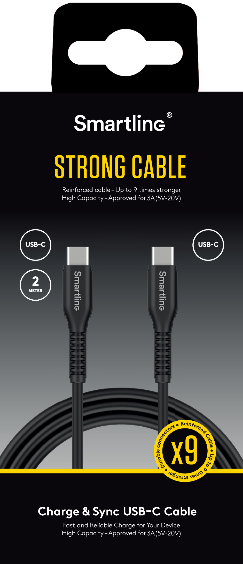 Strong USB-kabel USB-C - USB-C 2m, zwart
