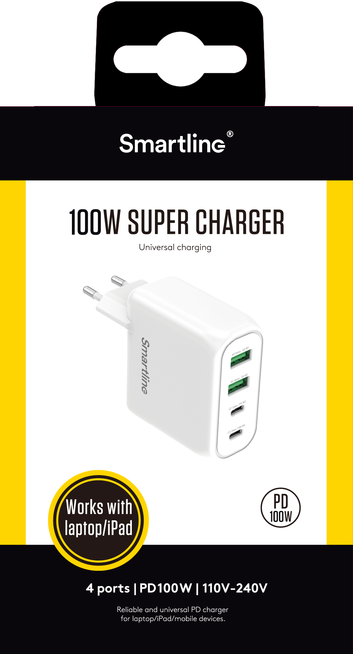 Wadlander PD 100W 4 Port USB-C + USB-A wit