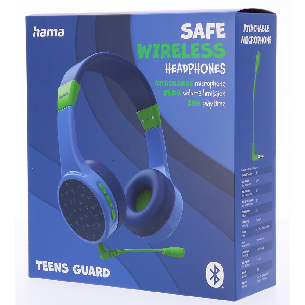 Teens Guard On-Ear Wireless Kinderhoofdtelefoon blauw