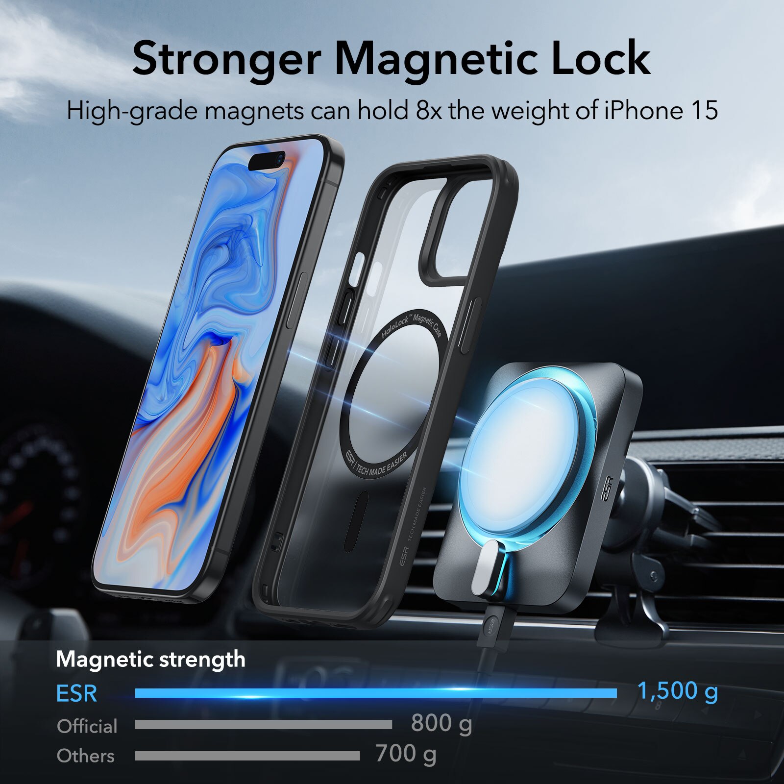 Classic Hybrid HaloLock MagSafe iPhone 15 Plus Zwart