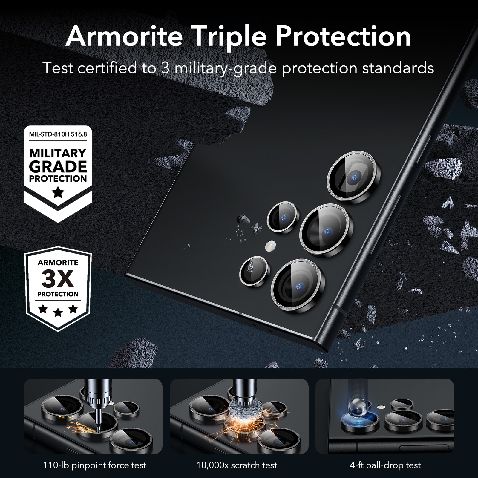 Armorite Camera Lens Protector (2 -pack) Samsung Galaxy S24 Ultra Black